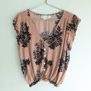 Saltwater Luxe gauze floral pritn ruffle shouler top